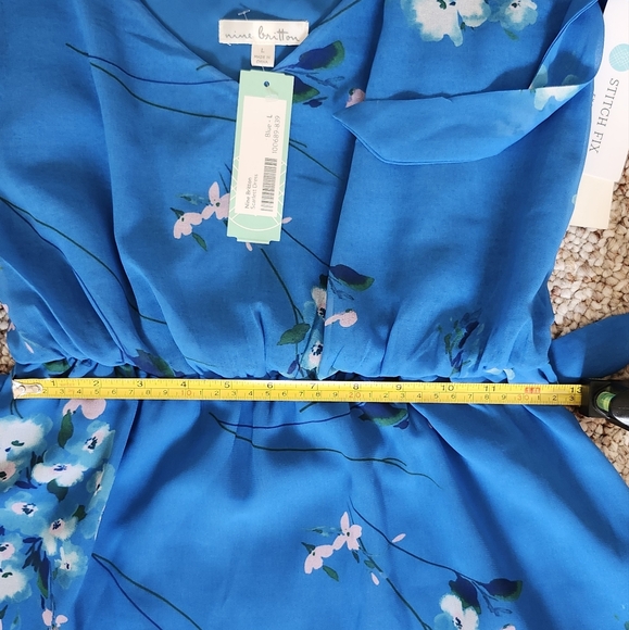 Nine Britton NWT Blue Flowered Spaghetti Strap Dress Size L - Picture 7 of 11